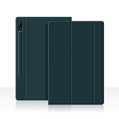 Leather Case Stands Flip Cover L05 Holder for Samsung Galaxy Tab S7 4G 11 SM-T875 Midnight Green