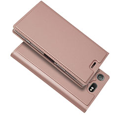 Leather Case Stands Flip Cover L05 Holder for Sony Xperia XZ1 Compact Rose Gold