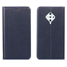 Leather Case Stands Flip Cover L05 Holder for Vivo S1 Pro Blue