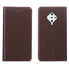 Leather Case Stands Flip Cover L05 Holder for Vivo S1 Pro Brown
