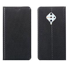 Leather Case Stands Flip Cover L05 Holder for Vivo X50 Lite Black