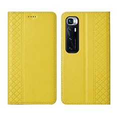 Leather Case Stands Flip Cover L05 Holder for Xiaomi Mi 10 Ultra Yellow
