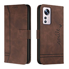 Leather Case Stands Flip Cover L05 Holder for Xiaomi Mi 12 5G Brown