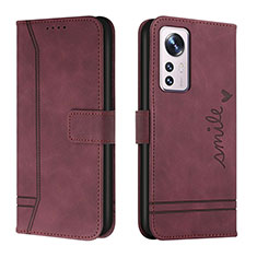 Leather Case Stands Flip Cover L05 Holder for Xiaomi Mi 12 5G Red
