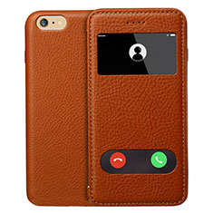 Leather Case Stands Flip Cover L06 for Apple iPhone 6 Brown