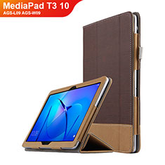 Leather Case Stands Flip Cover L06 for Huawei MediaPad T3 10 AGS-L09 AGS-W09 Brown