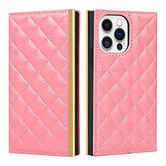 Leather Case Stands Flip Cover L06 Holder for Apple iPhone 13 Pro Max Pink