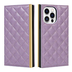 Leather Case Stands Flip Cover L06 Holder for Apple iPhone 13 Pro Max Purple