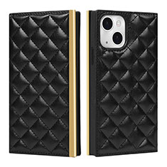 Leather Case Stands Flip Cover L06 Holder for Apple iPhone 14 Black