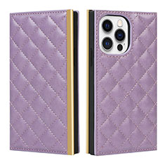 Leather Case Stands Flip Cover L06 Holder for Apple iPhone 14 Pro Purple