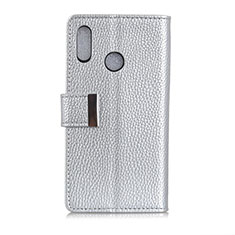 Leather Case Stands Flip Cover L06 Holder for Asus Zenfone Max ZB555KL Silver