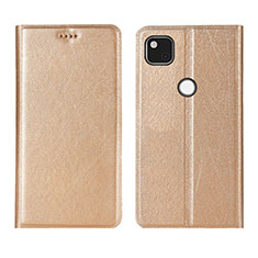Leather Case Stands Flip Cover L06 Holder for Google Pixel 4a Gold