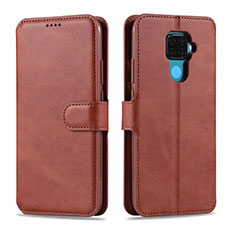 Leather Case Stands Flip Cover L06 Holder for Huawei Nova 5z Brown