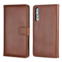 Leather Case Stands Flip Cover L06 Holder for Huawei P20 Pro Brown