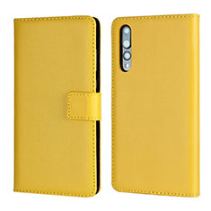Leather Case Stands Flip Cover L06 Holder for Huawei P20 Pro Yellow