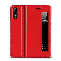 Leather Case Stands Flip Cover L06 Holder for Huawei P20 Red