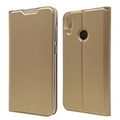 Leather Case Stands Flip Cover L06 Holder for Huawei Y7 (2019) Gold
