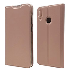 Leather Case Stands Flip Cover L06 Holder for Huawei Y7 (2019) Rose Gold