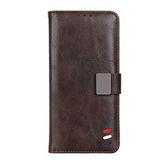 Leather Case Stands Flip Cover L06 Holder for Motorola Moto G 5G Brown