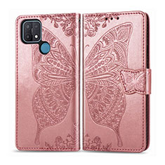Leather Case Stands Flip Cover L06 Holder for Oppo A15 Rose Gold