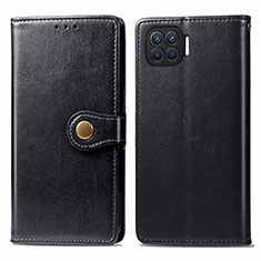 Leather Case Stands Flip Cover L06 Holder for Oppo F17 Pro Black