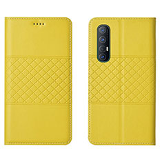 Leather Case Stands Flip Cover L06 Holder for Oppo Reno3 Pro Yellow