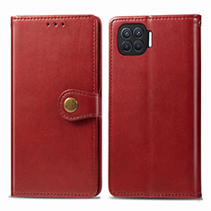 Leather Case Stands Flip Cover L06 Holder for Oppo Reno4 F Red
