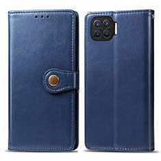 Leather Case Stands Flip Cover L06 Holder for Oppo Reno4 Lite Blue