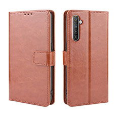 Leather Case Stands Flip Cover L06 Holder for Realme X2 Brown