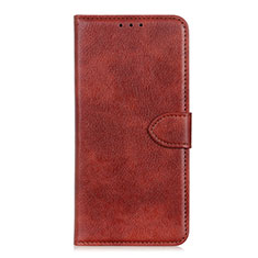 Leather Case Stands Flip Cover L06 Holder for Samsung Galaxy A01 Core Brown