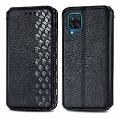 Leather Case Stands Flip Cover L06 Holder for Samsung Galaxy A12 Nacho Black