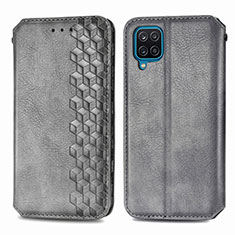 Leather Case Stands Flip Cover L06 Holder for Samsung Galaxy A12 Nacho Gray