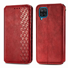 Leather Case Stands Flip Cover L06 Holder for Samsung Galaxy A12 Nacho Red