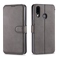 Leather Case Stands Flip Cover L06 Holder for Samsung Galaxy A20s Gray