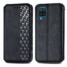 Leather Case Stands Flip Cover L06 Holder for Samsung Galaxy F12 Black