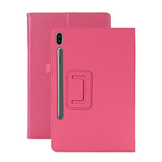 Leather Case Stands Flip Cover L06 Holder for Samsung Galaxy Tab S6 10.5 SM-T860 Hot Pink