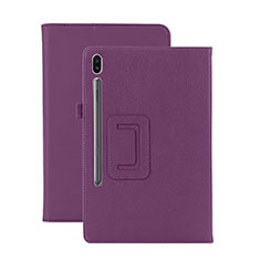 Leather Case Stands Flip Cover L06 Holder for Samsung Galaxy Tab S6 10.5 SM-T860 Purple