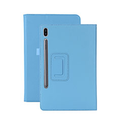 Leather Case Stands Flip Cover L06 Holder for Samsung Galaxy Tab S6 10.5 SM-T860 Sky Blue
