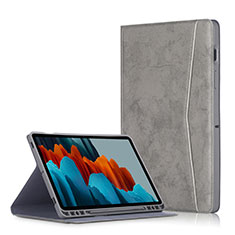 Leather Case Stands Flip Cover L06 Holder for Samsung Galaxy Tab S7 11 Wi-Fi SM-T870 Gray