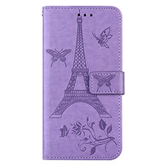 Leather Case Stands Flip Cover L06 Holder for Sony Xperia 8 Clove Purple