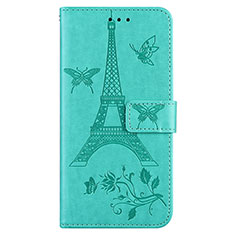 Leather Case Stands Flip Cover L06 Holder for Sony Xperia 8 Cyan