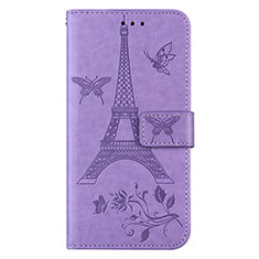 Leather Case Stands Flip Cover L06 Holder for Sony Xperia 8 Lite Clove Purple