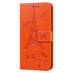 Leather Case Stands Flip Cover L06 Holder for Sony Xperia 8 Lite Orange