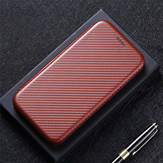 Leather Case Stands Flip Cover L06 Holder for Vivo V20 SE Brown
