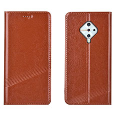 Leather Case Stands Flip Cover L06 Holder for Vivo X50 Lite Orange