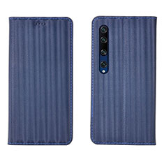 Leather Case Stands Flip Cover L06 Holder for Xiaomi Mi 10 Blue