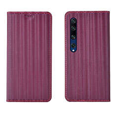 Leather Case Stands Flip Cover L06 Holder for Xiaomi Mi 10 Red Wine
