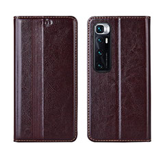 Leather Case Stands Flip Cover L06 Holder for Xiaomi Mi 10 Ultra Brown