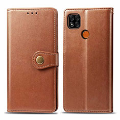 Leather Case Stands Flip Cover L06 Holder for Xiaomi Redmi 9 India Brown