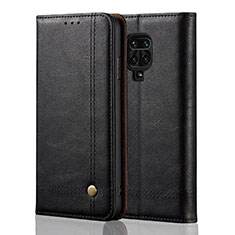 Leather Case Stands Flip Cover L06 Holder for Xiaomi Redmi Note 9S Black